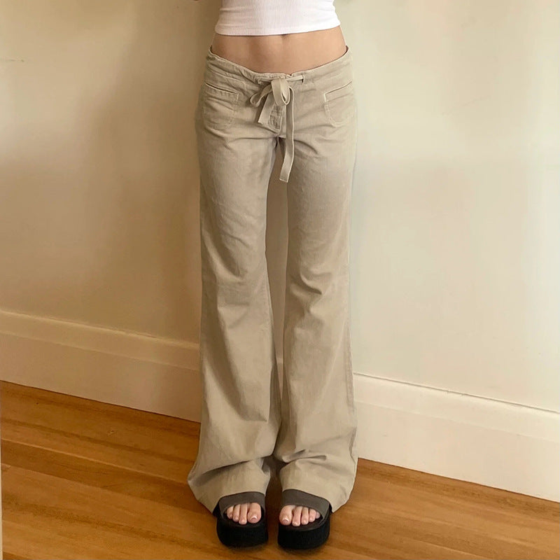 Damen Weit geschnittene Casual-Hose mit elastischem Bund und Kordelzug R&B