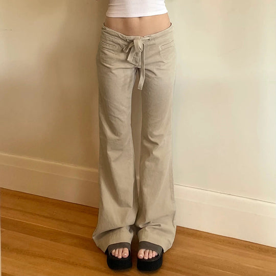 Damen Weit geschnittene Casual-Hose mit elastischem Bund und Kordelzug R&B