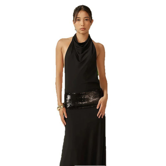 Damen Elegantes Abendkleid mit schimmerndem Gürtel R&B