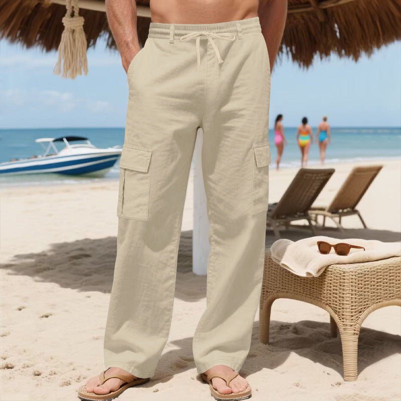 Herren lässige Cargo-Hose mit elastischem Bund und seitlichen Taschen R&B