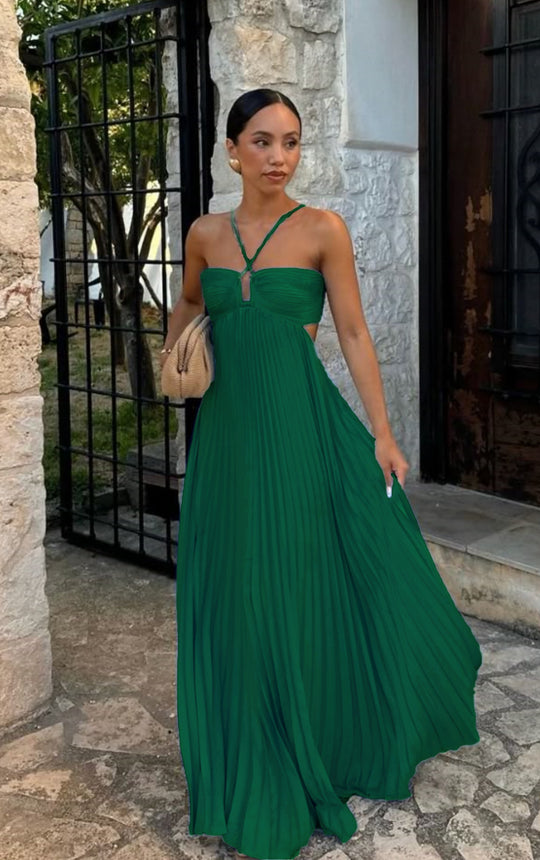 Damen Plisseekleid mit schulterfreiem Design und raffinierten Trägerdetails R&B
