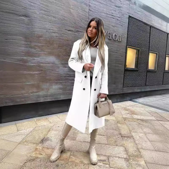 Damen Eleganter und zeitloser Wool Coat mit Doppelreiher R&B