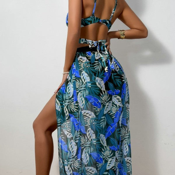 Damen Zweiteiler Bademode mit hohem Beinausschnitt und floralem Design R&B