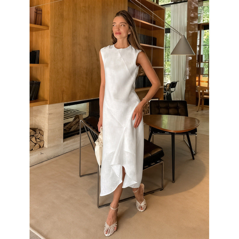 Damen Midi-Kleid mit asymmetrischem Saum und elegantem Schnitt R&B