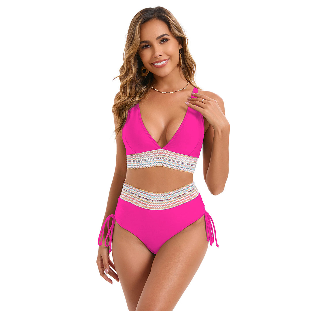 Damen Zweiteiliges Bikini-Set mit breitem Gummibund und hochwertige Rippstruktur R&B