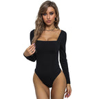Damen Body mit langen Ärmeln und geradem Ausschnitt R&B