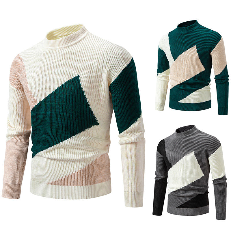 Herren modischer Rollkragenpullover mit modernem Grafikdesign R&B