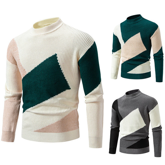 Herren modischer Rollkragenpullover mit modernem Grafikdesign R&B