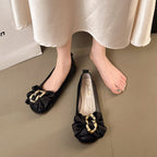 Damen Ballerinas mit schimmerndem Schleifen-Detail und eleganter Schnalle EB