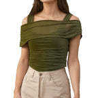 Damen Off-Shoulder Oberteil mit Raffung R&B