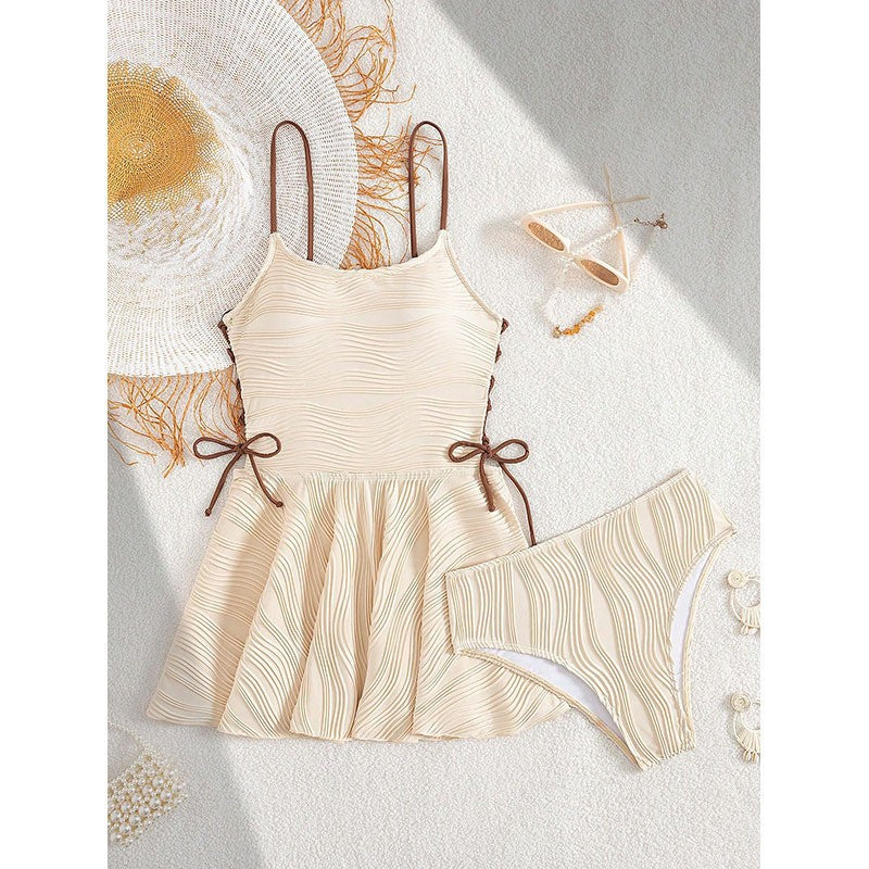Damen Schwimmanzug mit modernem Wickelrock und eleganten Bändern R&B