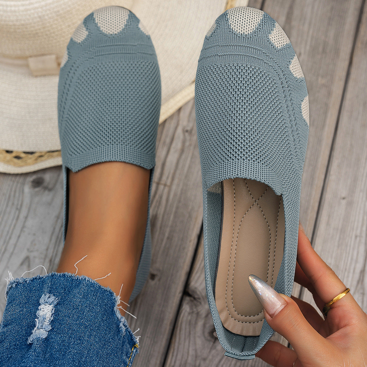 Damen komfortable Slipper mit innovativem Strickdesign R&B