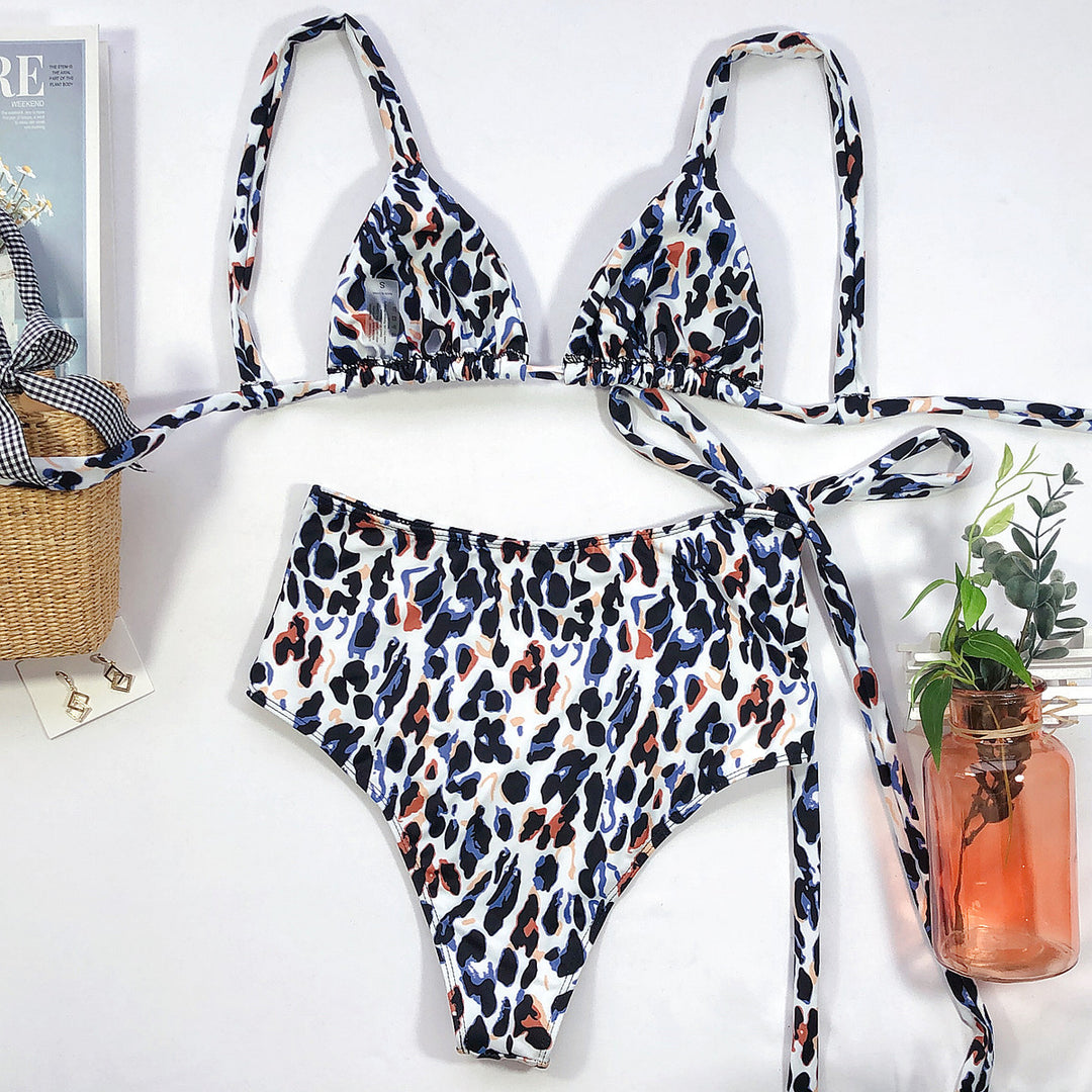 Damen Triangel-Bikini mit hohem Bund und modischem Wickelband R&B