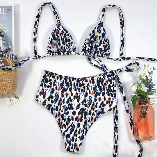 Damen Triangel-Bikini mit hohem Bund und modischem Wickelband R&B