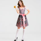 Damen nan traditionelles Kurzdirndl mit Spitzenärmeln, Schnürung und floraler Schürze R&B