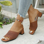 Damen Wedge-Pantoletten mit stilvollem Netzdesign und komfortablem Blockabsatz R&B
