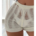 Damen Häkelshorts im trendigen Netzdesign mit elastischem Bund R&B
