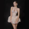 Damen Glamouröses Cocktailkleid mit funkelnden Pailletten und ausgefallener Rockform R&B