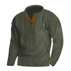 Herren Langarm-Pullover mit strukturierter Oberfläche und eleganter Knopfleiste R&B