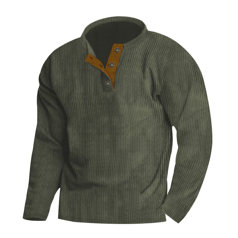 Herren Langarm-Pullover mit strukturierter Oberfläche und eleganter Knopfleiste R&B