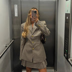Damen Eleganter Karoblazer mit passendem Rock R&B