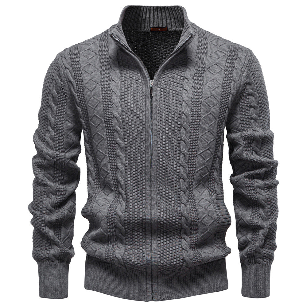 Herren Strickjacke mit Reißverschluss und strukturiertem Muster R&B