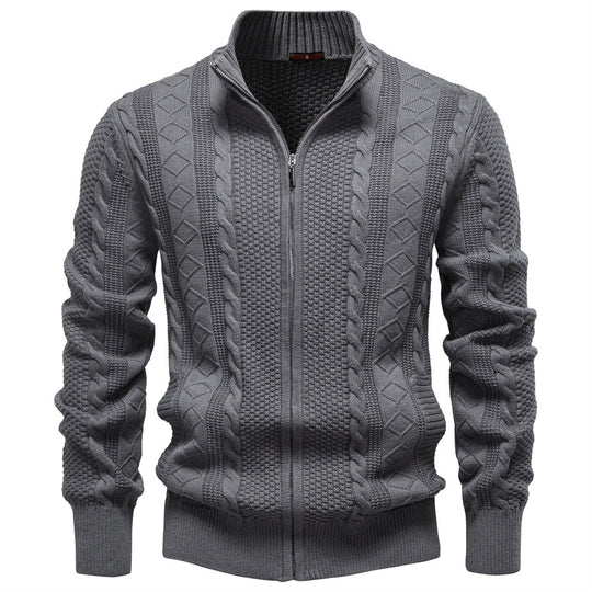 Herren Strickjacke mit Reißverschluss und strukturiertem Muster R&B