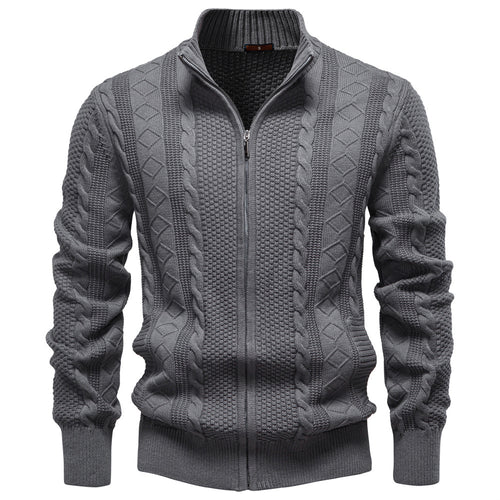 Herren Strickjacke mit Reißverschluss und strukturiertem Muster R&B