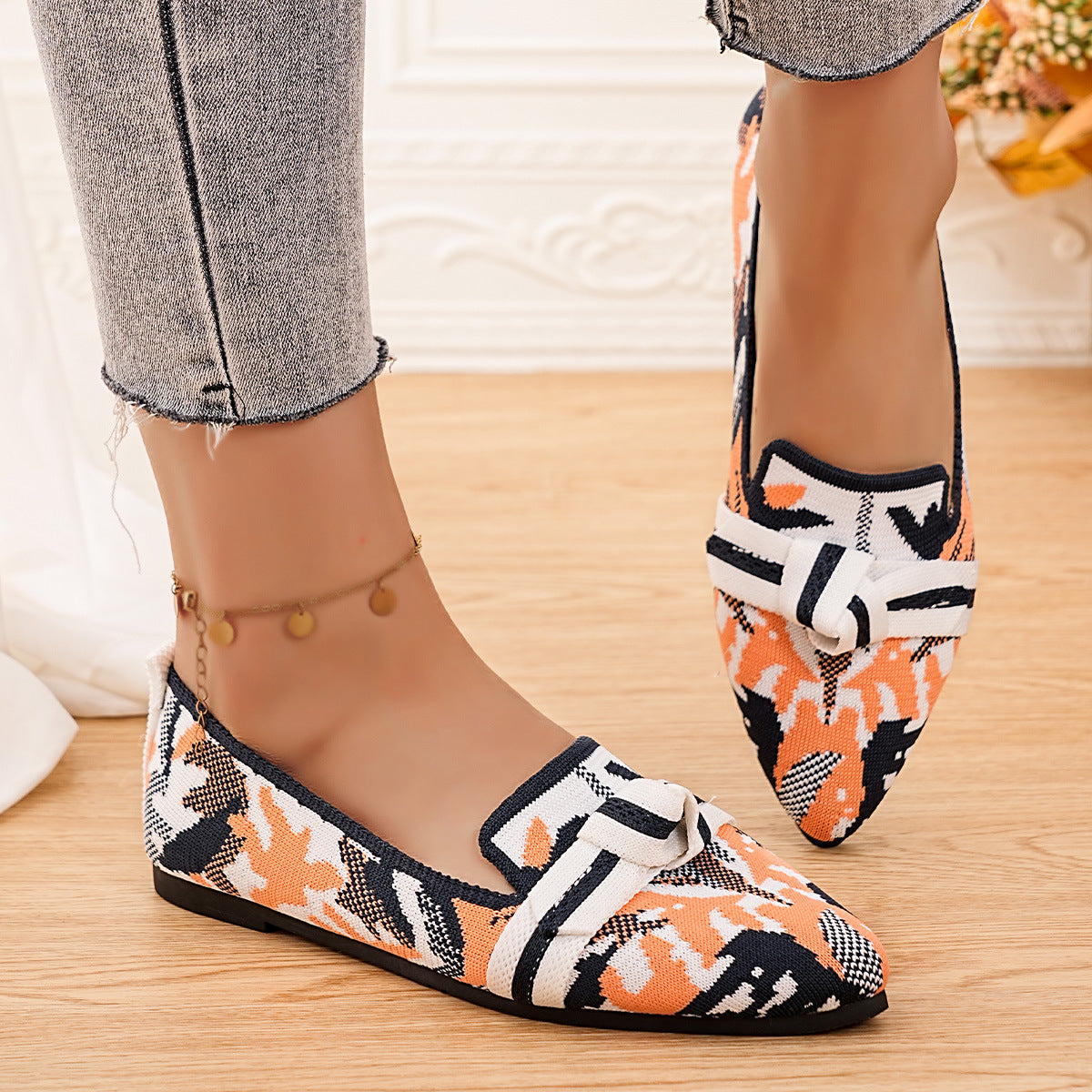 Damen Ballerinas mit stilvollem Kunstwerk-Woven-Design R&B