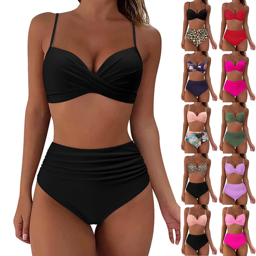 Damen High-Waist Bikini mit Leo-Muster R&B