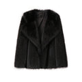 Damen Elegante Kunstpelzjacke mit großem Kragen R&B