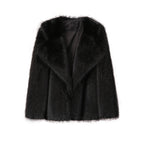 Damen Elegante Kunstpelzjacke mit großem Kragen R&B
