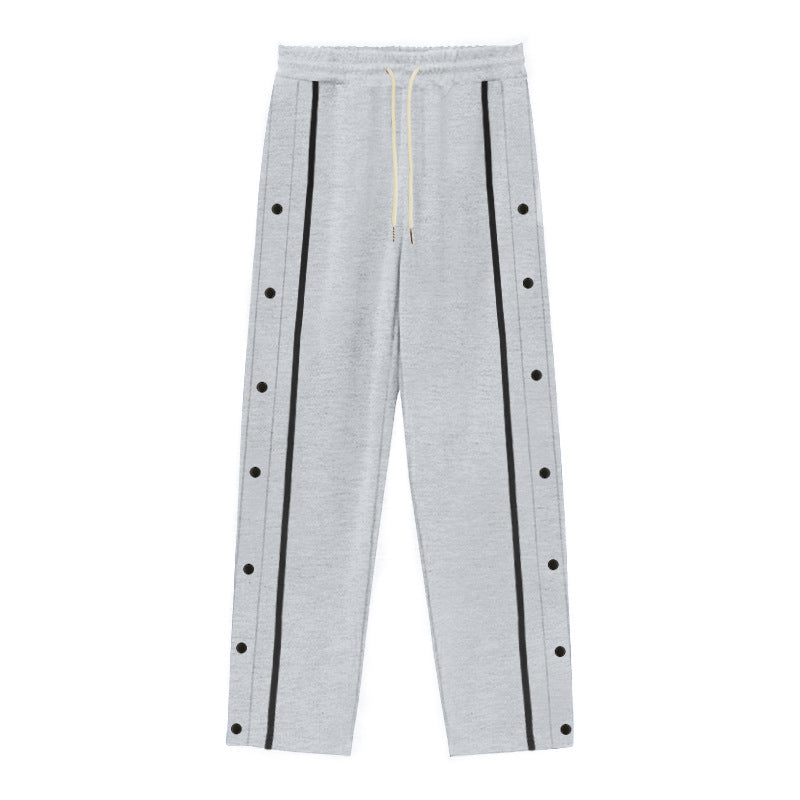 Herren Sportliche Lockere Jogginghose mit Druckknöpfen R&B