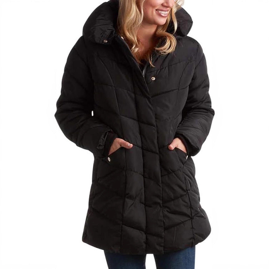 Damen Langer gesteppter Winterparka mit hochgeschlossenem Kragen R&B