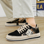 Damen lässige Baumwoll-Sneaker mit Jute-Details R&B