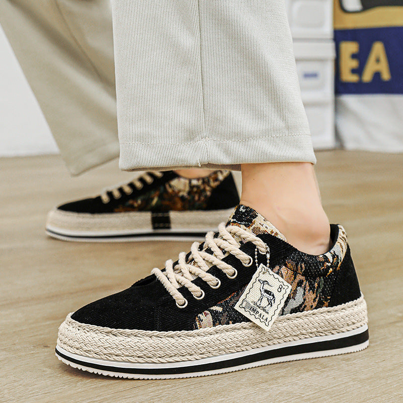 Damen lässige Baumwoll-Sneaker mit Jute-Details R&B