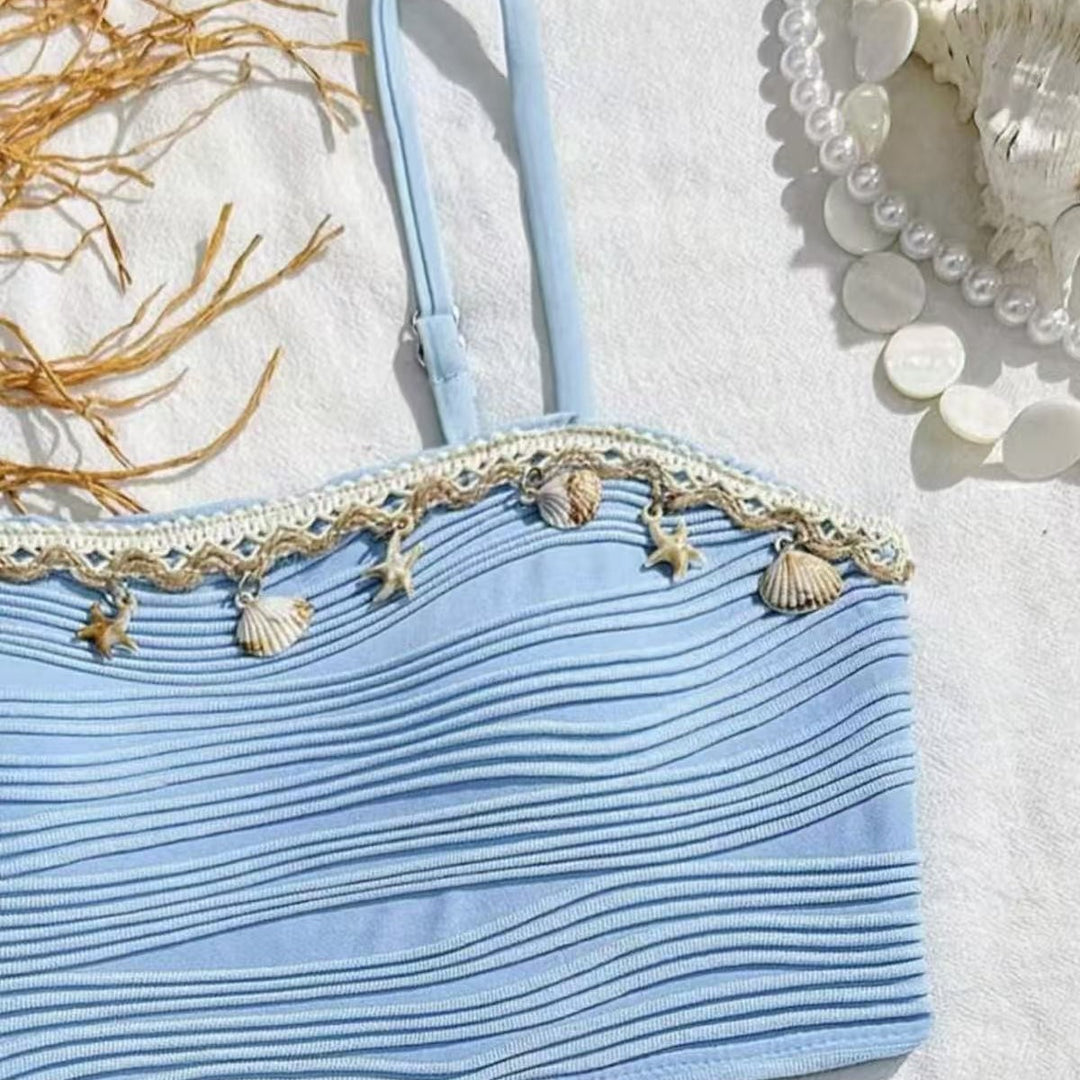 Damen Bikini-Set mit hoch taillierter Hose und modischem Rüschendesign R&B