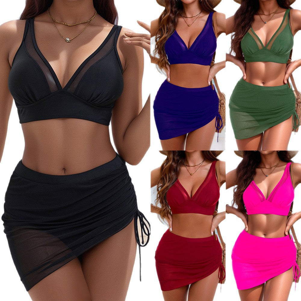 Damen Sportlicher Bikini mit verstellbaren Trägern und seitlichem Raffungselement R&B