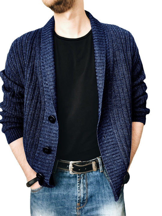 Herren Strickjacke mit modischem Schalkragen und praktischen Knöpfen R&B
