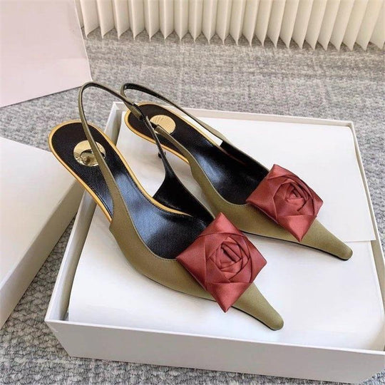 Damen Slingback Pumps mit eleganter Satinverzierung R&B