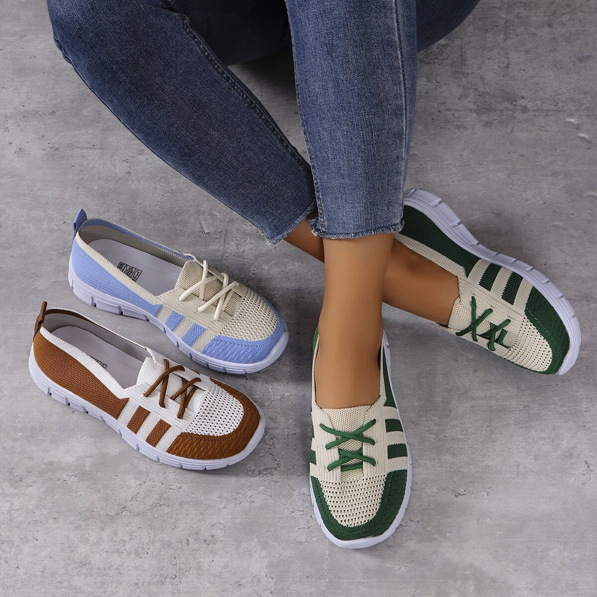 Damen Sportliche Sneaker mit atmungsaktivem Mesh-Obermaterial und flexiblem Sohlen-Design R&B