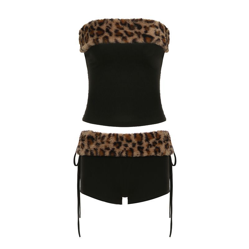Damen Modisches Bustier mit Kunstfellkragen R&B