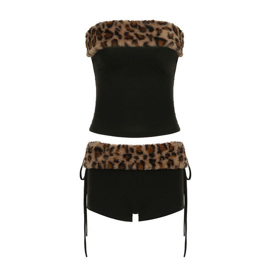 Damen Modisches Bustier mit Kunstfellkragen R&B