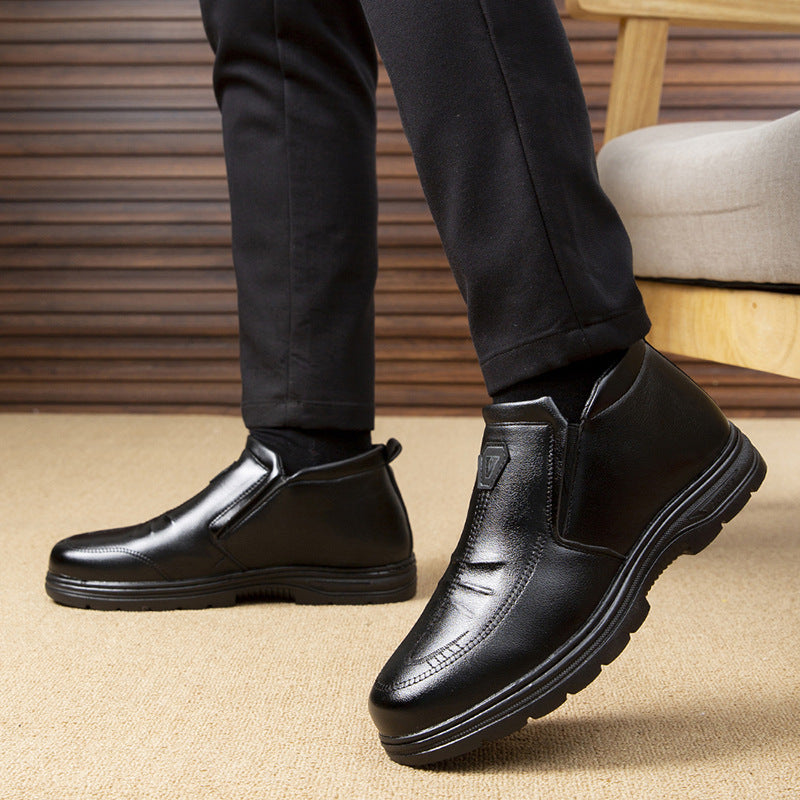 Herren elegante Leder-Stiefeletten mit rutschfester Sohle R&B