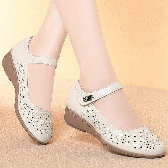 Damen Ballerinas mit verstellbarem Riemen und luftiger Lochoptik R&B