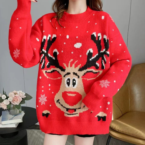 Damen Weihnachts-Pullover mit einzigartigem Rentier-Motiv R&B