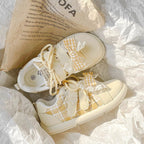 Damen Sportliche Sneakers mit verspielten Schleifendetails und kariertem Design