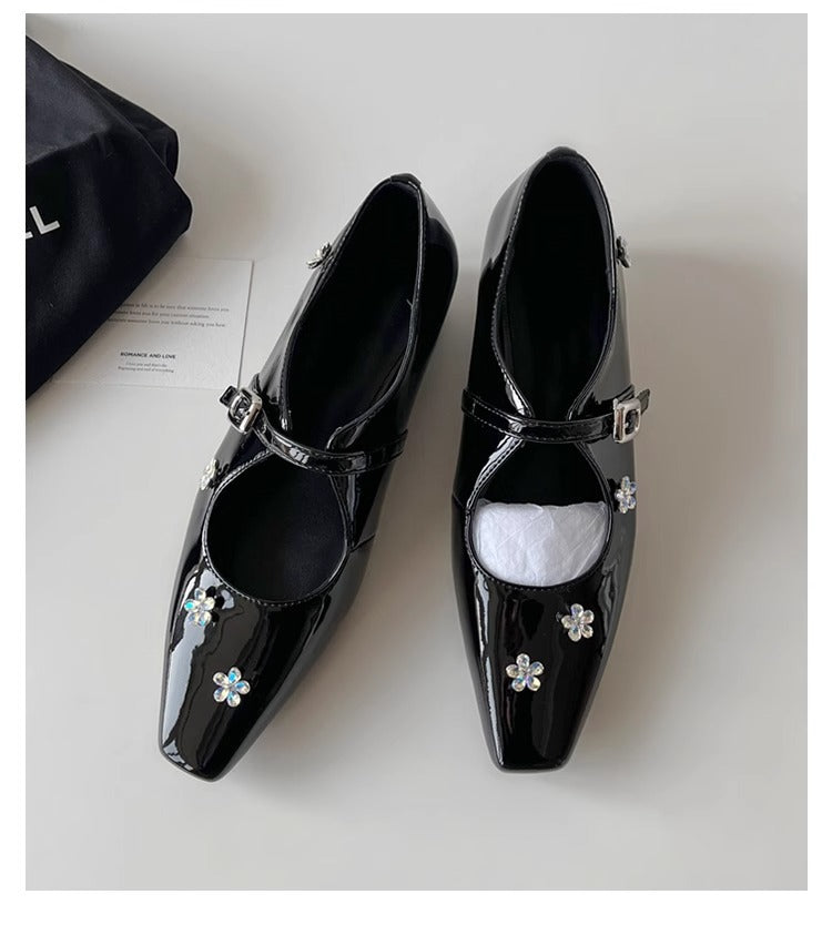 Damen elegante Mary Jane Schuhe mit floralen Details R&B