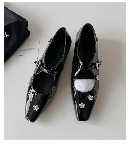 Damen elegante Mary Jane Schuhe mit floralen Details R&B