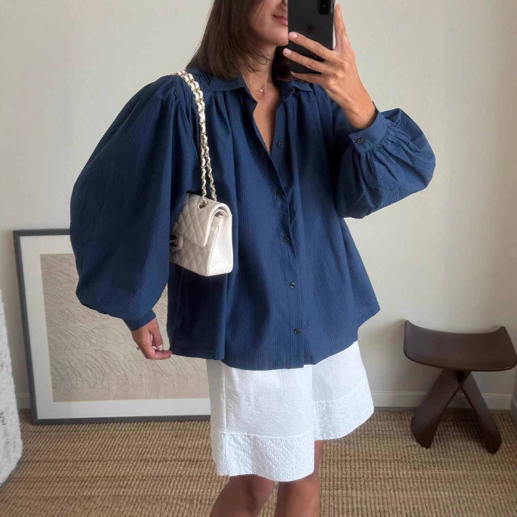 Damen lässiges Kombi-Outfit mit lockerer Bluse und Shorts R&B